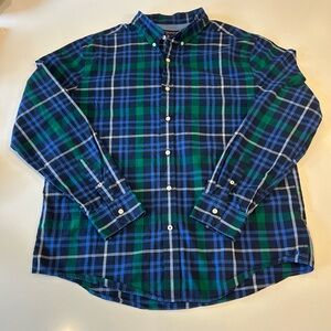 American Eagle Men's Blue and Green button front Plaid Shirt size XL